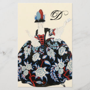 ELEGANT LADY FLORAL DRESS/BEAUTY MODE MONOGRAM BRIEFPAPIER