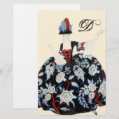 ELEGANT LADY FLORAL DRESS/BEAUTY MODE MONOGRAM BRIEFPAPIER (Voorkant / Achterkant)
