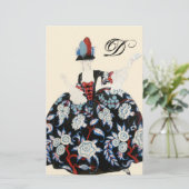 ELEGANT LADY FLORAL DRESS/BEAUTY MODE MONOGRAM BRIEFPAPIER (Staand voorkant)