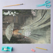 Elegant lady Green jurk Parasol Old Deuren Floral Tissuepapier (Craft)