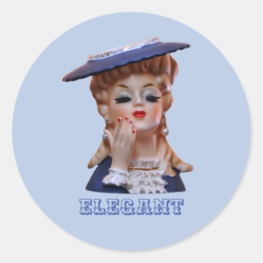 Elegant Lady Head Vase Fancy Pet Mest Ronde Sticker (Voorkant)
