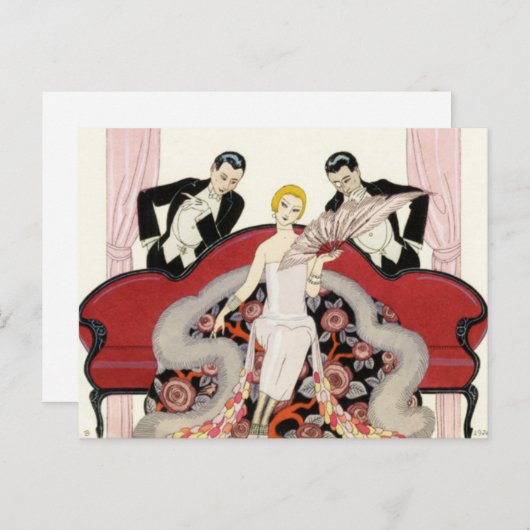 Elegant Lady in Paris Art Deco Briefkaart (Voorkant / Achterkant)