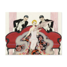 Elegant Lady in Paris Art Deco Briefkaart