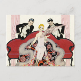 Elegant Lady in Paris Art Deco Briefkaart