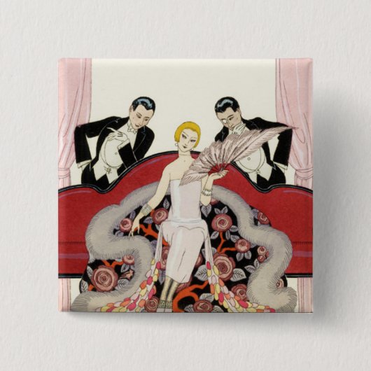 Elegant Lady in Paris Art Deco Button (Voorkant)
