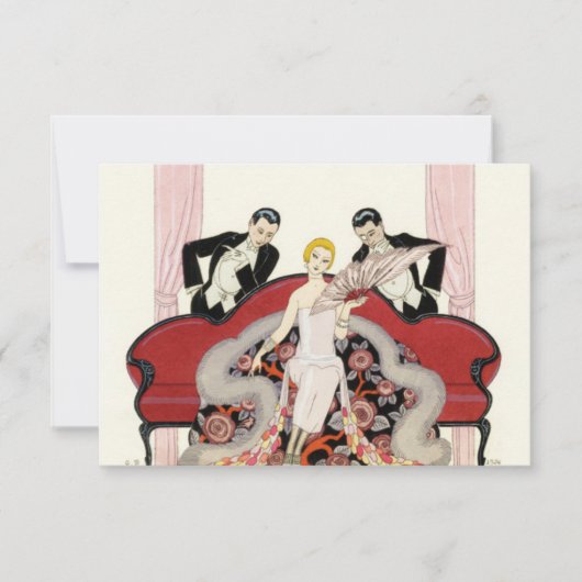 Elegant Lady in Paris Art Deco Invitations Kaart (Voorkant)