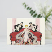 Elegant Lady in Paris Art Deco Invitations Kaart (Staand voorkant)