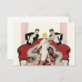 Elegant Lady in Paris Art Deco Invitations Kaart (Voorkant / Achterkant)