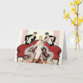 Elegant Lady in Paris Art Deco Kaart (Gele Bloem)