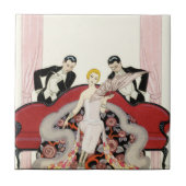 Elegant Lady in Paris Art Deco Tile Tegeltje (Voorkant)