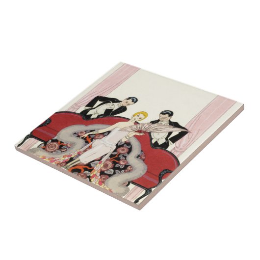 Elegant Lady in Paris Art Deco Tile Tegeltje (Zijkant)