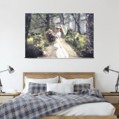 Elegant Lady met paraplu door de Bossen Canvas Afdruk (Insitu (Slaapkamer))