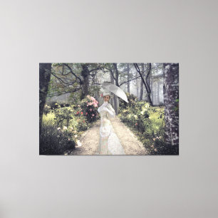 Elegant Lady met witte vlek door de Bossen Canvas Afdruk