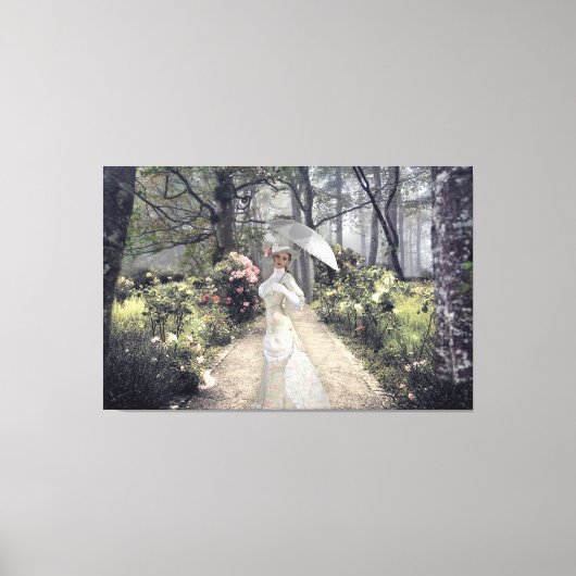 Elegant Lady met witte vlek door de Bossen Canvas Afdruk (Voorkant)