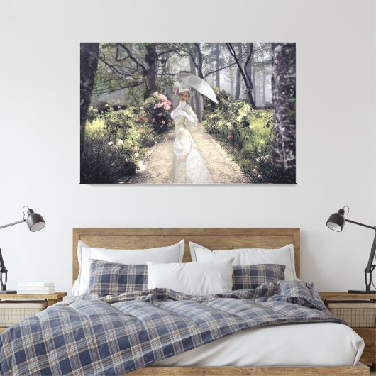 Elegant Lady met witte vlek door de Bossen Canvas Afdruk (Insitu (Slaapkamer))