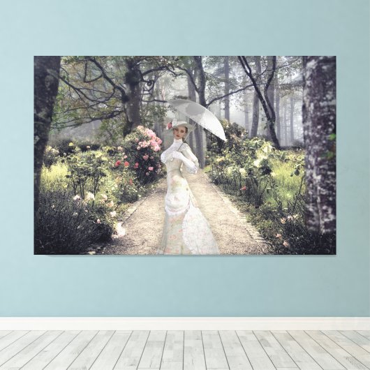 Elegant Lady met witte vlek door de Bossen Canvas Afdruk (Insitu (Houten vloer))