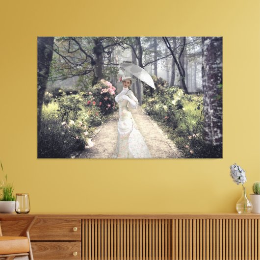 Elegant Lady met witte vlek door de Bossen Canvas Afdruk (Insitu (Woonkamer))