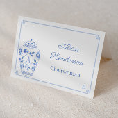 Elegant Lady Monogram Ginger Jar Place Card Kaart