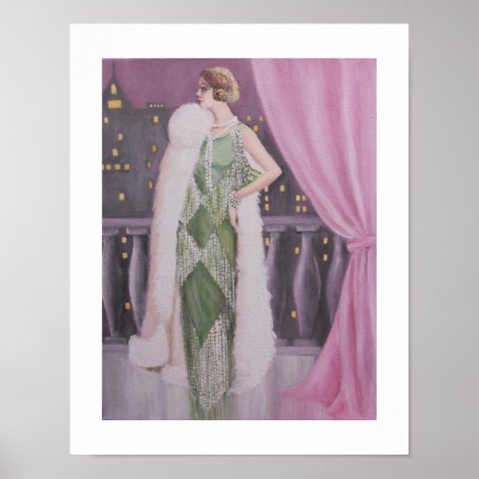 Elegant Lady op een balkon, Poster (Voorkant)