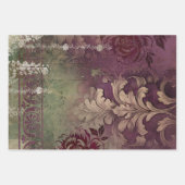 Elegant Lady Portret, Bloemen en Demask papier Inpakpapier Vel (Voorkant 3)