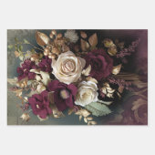 Elegant Lady Portret, Bloemen en Demask papier Inpakpapier Vel (Voorkant 2)