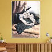 Elegant Lady Reading - kunst Print (Insitu (Woonkamer))