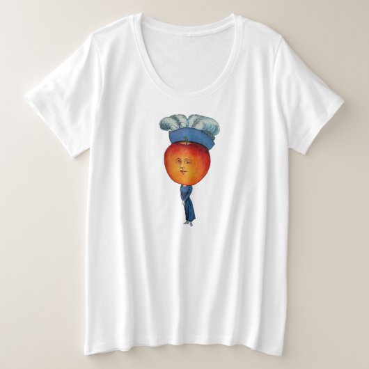 Elegant Lady Red Apple Head Blue Feathered pet Grote Maat T-shirt (Design voorkant)
