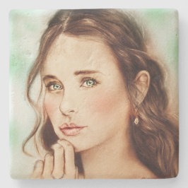  Elegant Lady Stone-Onderzetter,  kunst Stenen Onderzetter