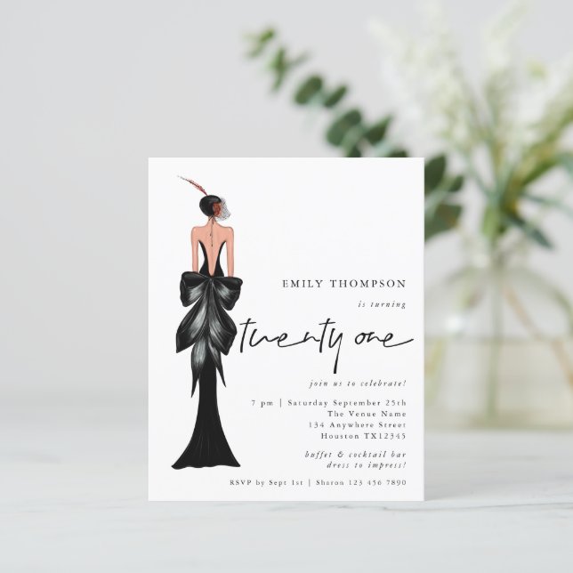 Elegant Lady Trendy Script 21st Birthday Invite (Staand voorkant)