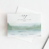 Elegant Lake and Trees Soft Waterverf Wedding RS RSVP Kaartje