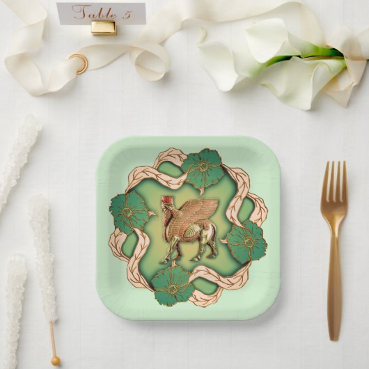 Elegant Lamassu Paper Plate Papieren Bordje (Huwelijk)
