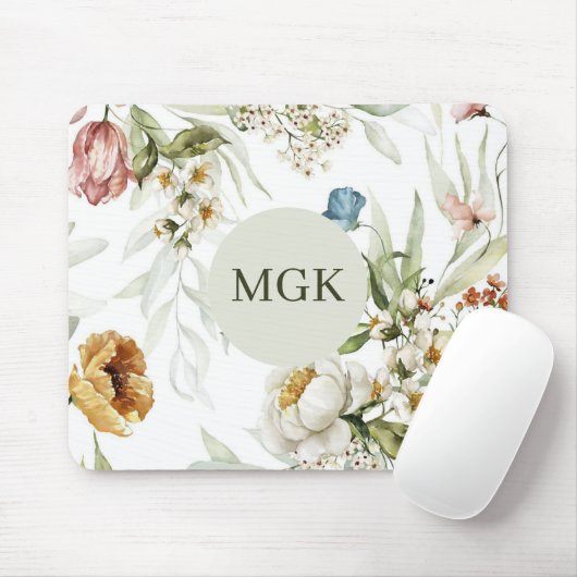 Elegant Land Bloemen Monogram Muismat (Met muis)