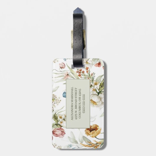 Elegant land bloemendubbel zijdig bagagelabel (Achterkant verticaal)