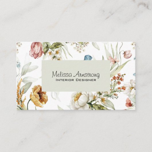 Elegant land bloemendubbel zijdig visitekaartje (Voorkant)