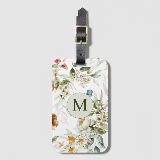 Elegant land bloemige enkelzijdige w / Kaart Slot Bagagelabel (Voorkant (verticaal))