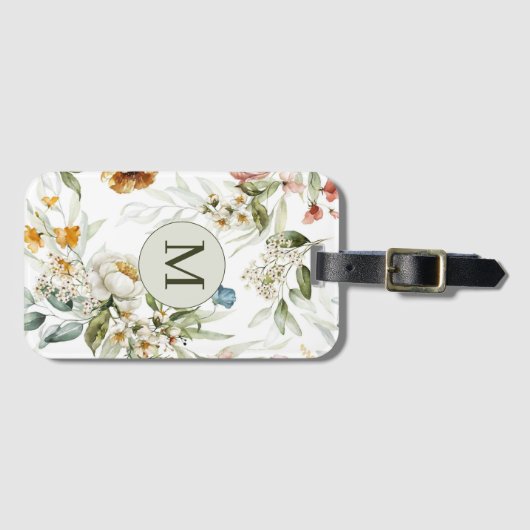Elegant land bloemige enkelzijdige w / Kaart Slot Bagagelabel (Voorkant (horizontaal))