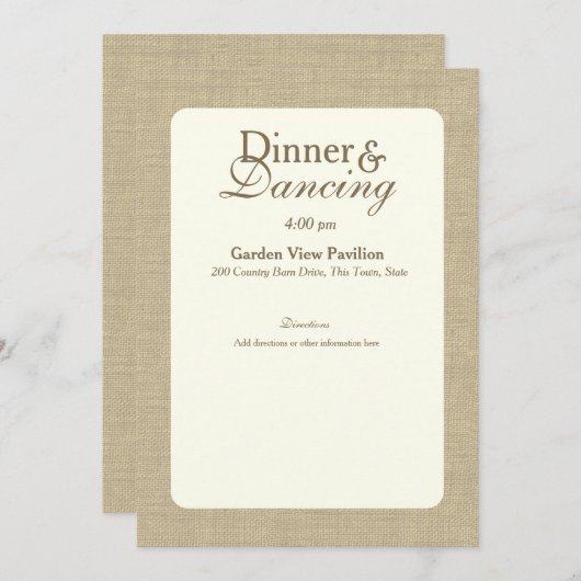 Elegant land bruiloft informatie kaart (Voorkant / Achterkant)