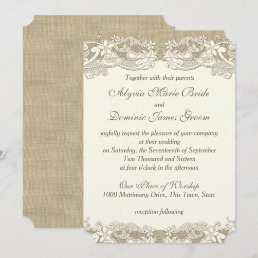 Elegant land bruiloft kaart (Voorkant / Achterkant)