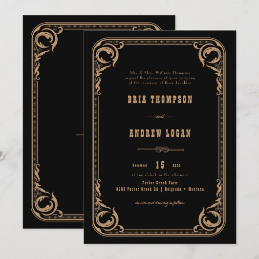 Elegant land bruiloft kaart (Voorkant / Achterkant)