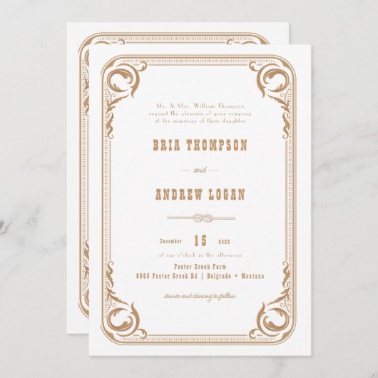 Elegant land bruiloft kaart (Voorkant / Achterkant)