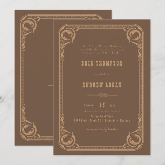 Elegant land bruiloft kaart (Voorkant / Achterkant)