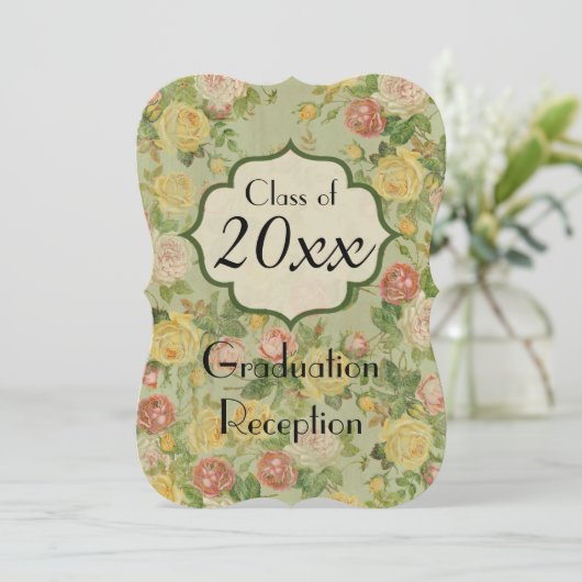 Elegant  Land Floral Afstuderen Pary Kaart (Staand voorkant)