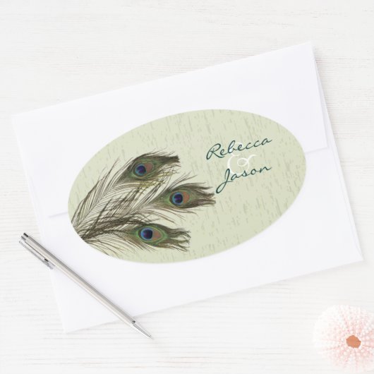 elegant  land groen vredeshuwelijk ovale sticker