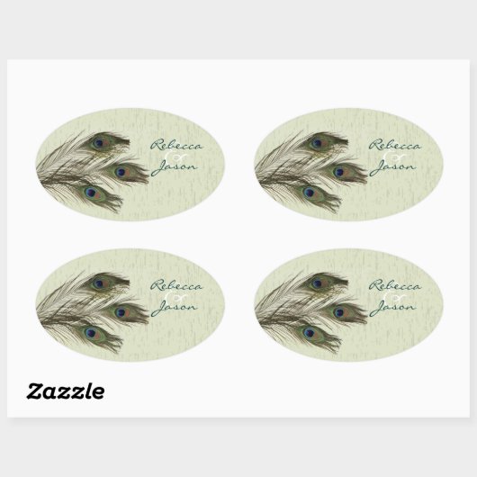 elegant  land groen vredeshuwelijk ovale sticker (Vel)