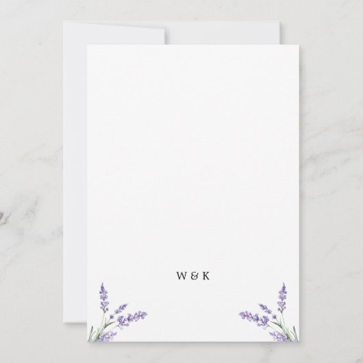 Elegant Land Lavendel Bruiloft Kaart (Achterkant)