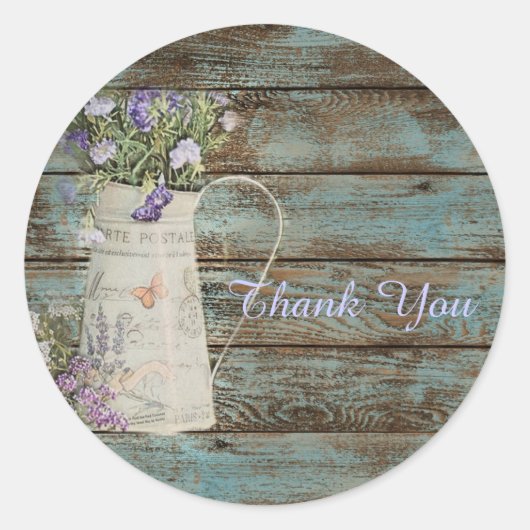 Elegant land lavendel  dank u ronde sticker (Voorkant)