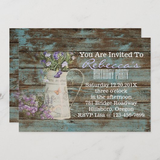 elegant land lavender verjaardag kaart (Voorkant / Achterkant)