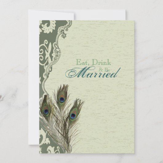 Elegant land pauw repetitie diner kaart (Voorkant)