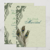 Elegant land pauw repetitie diner kaart (Voorkant / Achterkant)