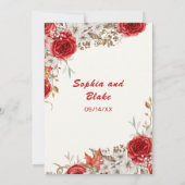 Elegant land rode rozen Herfst wit crème bruiloft Kaart (Achterkant)
